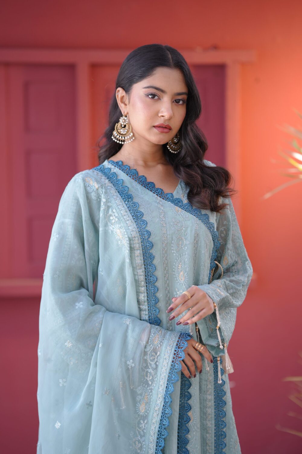 cotton embroidered long shirt with hand paint