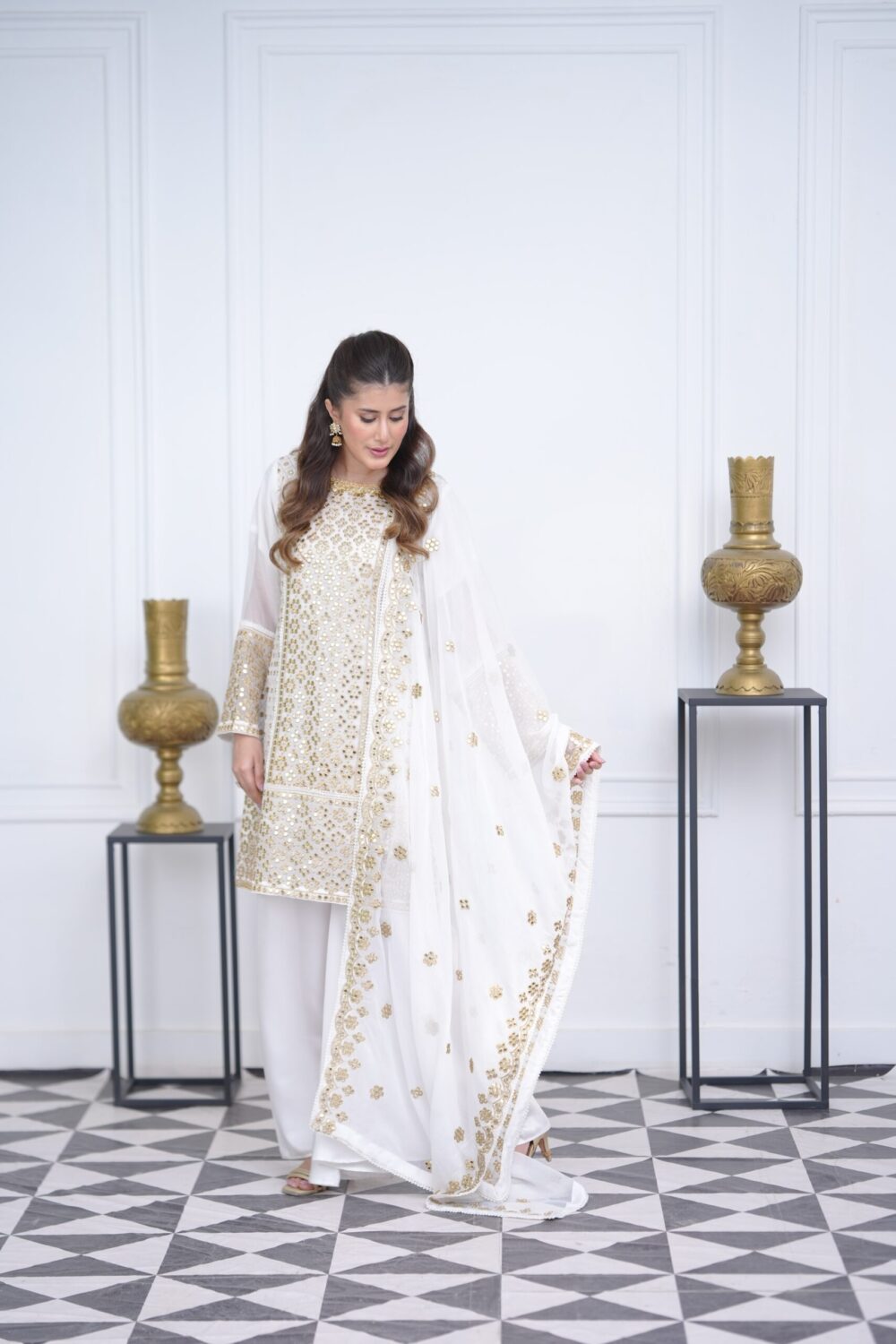 chiffon mirror embroidery 3 pcs